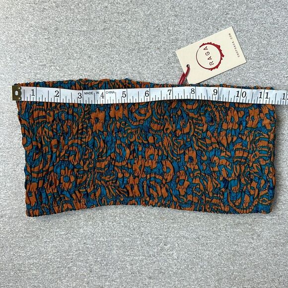 NWT Raga Bonfire Haze Bandeau Bando Smocked Strapless Tube Top Floral Paisley XS - Picture 8 of 11